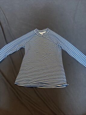 Amazon Essentials Navy & White Striped Long Sleeve Rash Guard